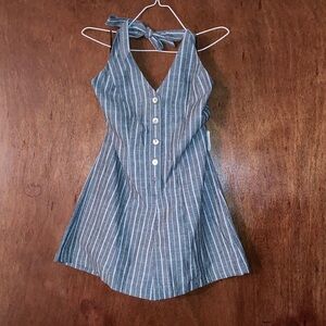 Love Tree Gray and White Button-Front Mini Dress